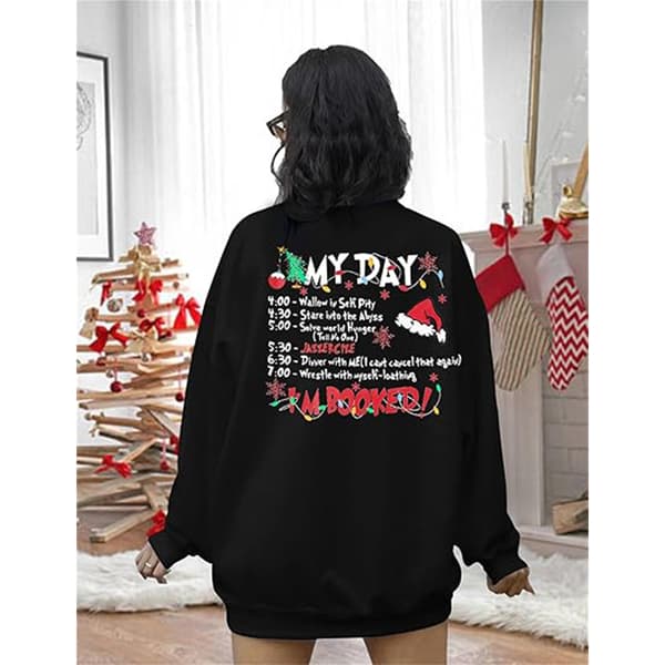 Glædelig Jul Sweater Kvinder Jul Langærmet Sweater Bluse Top Sort Black M