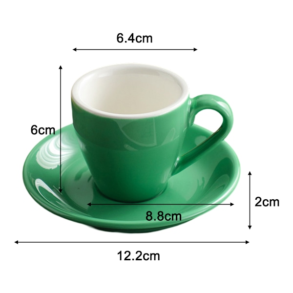 Porcelæns espressokop med underkop, Espresso kop, 80ml/2.7Oz Cyan