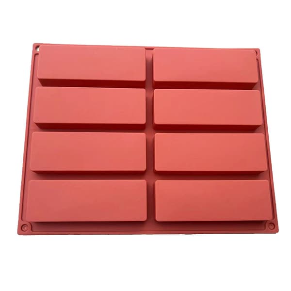 2-delt non-stick silikoneform til müslibarer, 8 forme til energibarer Brick red-2pcs