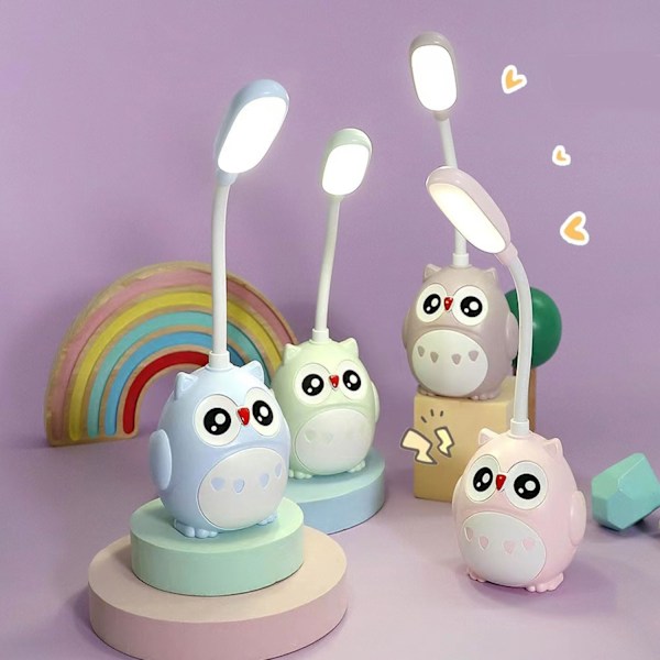 Søt Rosa Mini Ugle Nattlampe, USB Oppladbar, Sammenleggbar for Barnerom Rosa Rosa Rosa