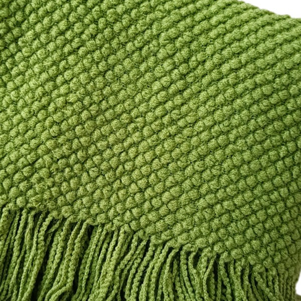 Stickad Filt med Fransar Bubbeltexturerad Lätt Filt för Sofföverdrag Heminredning Grass green