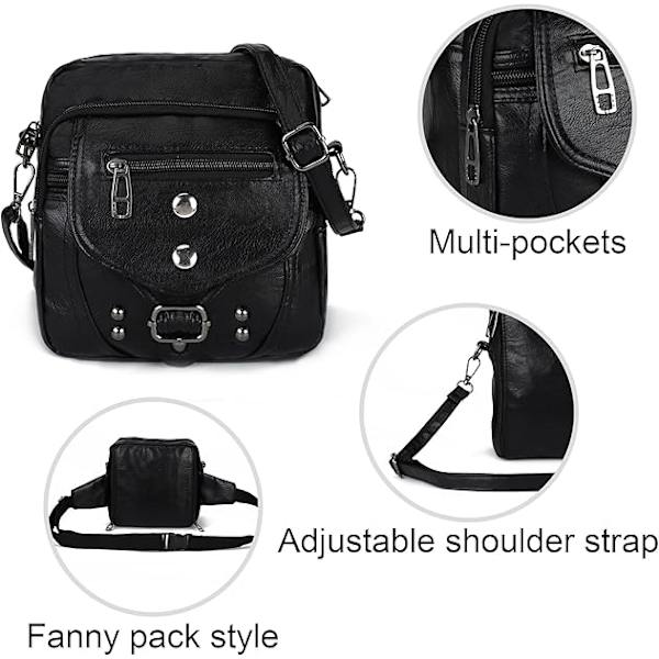 Crossbody-telefonväskor för kvinnor, små plånböcker i mjukt läder, handväskor, axelväskor, damer, multifunktionella väskor Black