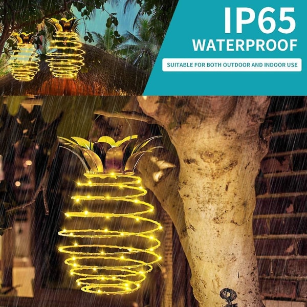 2 Pack Pineapple Solar Outdoor Lights, vattentäta hängande Solar Lights 24 LED