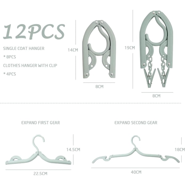 Resväska Hängare, 12 st Bärbara Fällbara Klädhängare, Magiska Fällbara Klädhängare Multifunktionella Reseaccessoarer, 4 Färger sjx