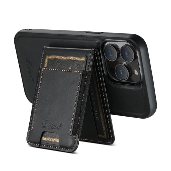 TS Kunstlæder Etui med MagSafe Kortholder til iPhone 15 Plus - Sort