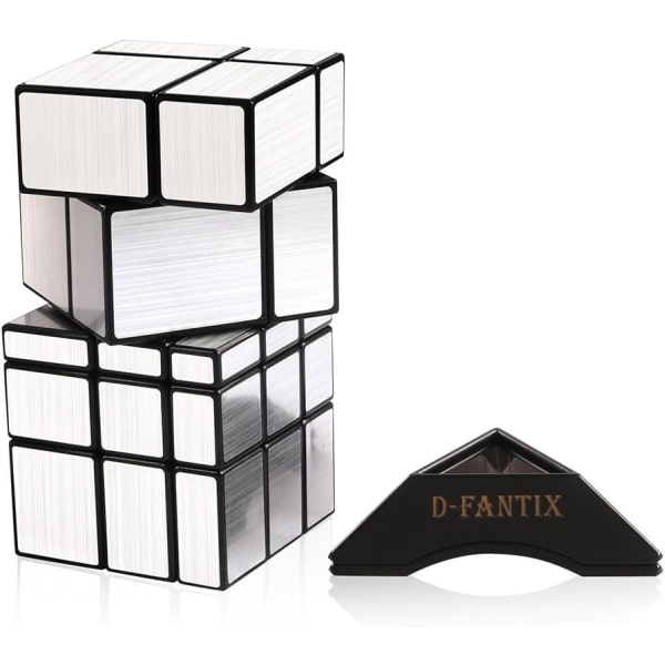 Magic Cube 2x2x2 3x3x3 Puzzle Cube Mirrors Block Pack Irregulær Speedcube Ujevn 3D Puzzle Cube Leker Sølv (2-Pakning)