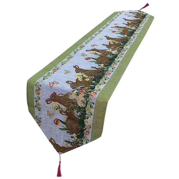 Easter Tablecloth for Dinner Table Decoration Easter Bunny Table Runner for Kitchen and Wine Cabinet Knitted Rabbit Table Runner.33cm*180cm