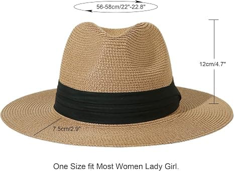 Dame bredskygget strå Panama sammenfoldelig hat med bælte spænde Fedora strand solhat til kvinder Light blue