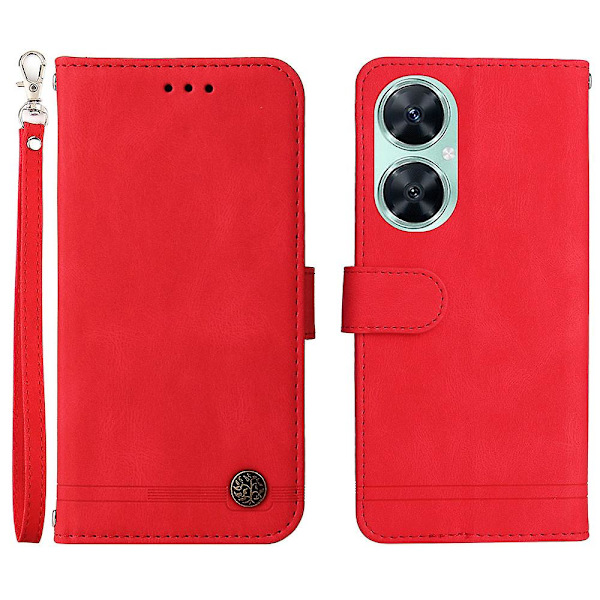 Plånboksfodral i präglat läder med stativ för Huawei Nova 11i / Maimang 20 / Enjoy 60 Pro Red