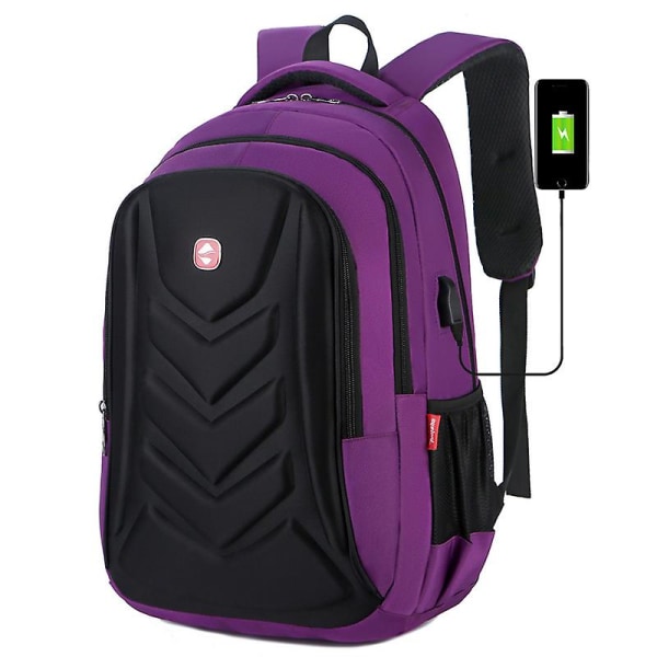 Ny Business Travel Man USB laddning Laptop Multifunktion Stöldskyddsryggsäck Purple 32CM*46CM*15M