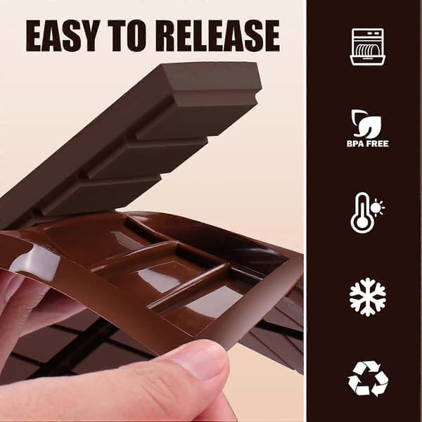 2-pak Silikone Chokoladeforme, Dyb Chokolade Cookie Forme Non-Stick Belægning Chokoladeform, Ideel til Chokolade med Pistacienødder Rectangle 2pcs