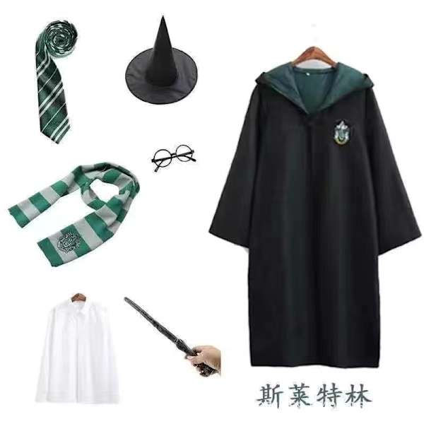 Harry Potter 8-osainen Cosplay-setti aikuisille ja lapsille Halloweeniin, jouluun ja lahjaksi Slytherin Children 135