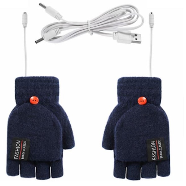 USB-lämmitettävät käsineet, sähkölämmitettävät käsineet, simpukkakäsineet navy blue