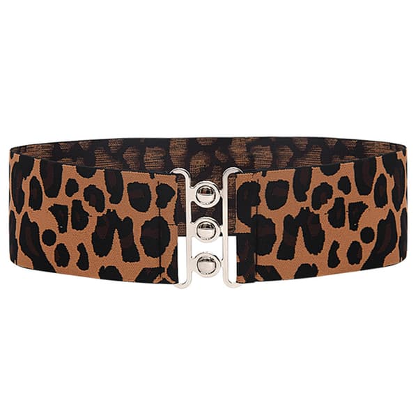 Brett elastiskt bälte med metallspänne, midjeband Leopard print
