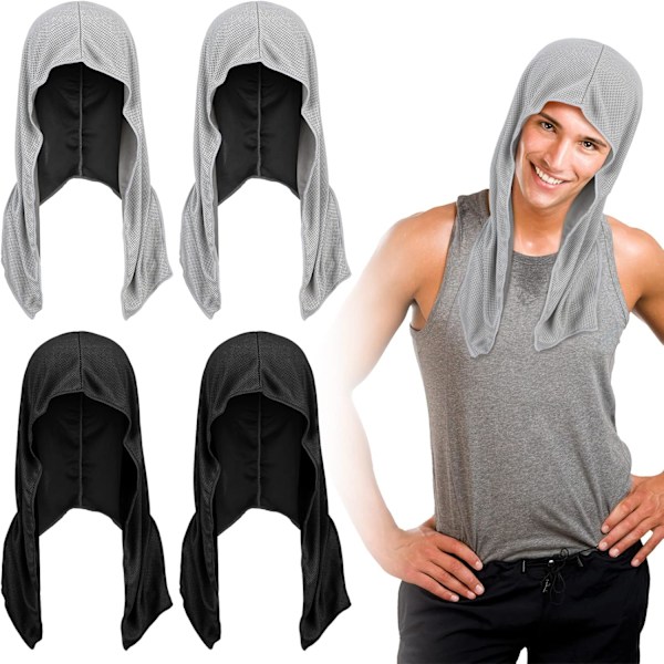 Cooling towel company with hood, cooling towel for neck and face, cooling bandana for sports, training, camping Gray Y