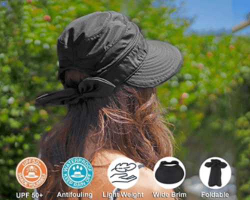 UPF 50+ UV-skydd Konvertibel Strandhatt för Kvinnor Purple 2