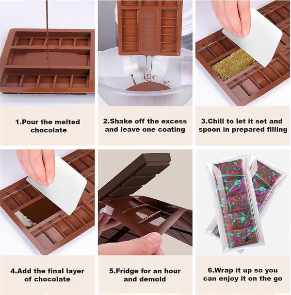 2-pak Silikone Chokoladeforme, Dyb Chokolade Cookie Forme Non-Stick Belægning Chokoladeform, Ideel til Chokolade med Pistacienødder Rectangle 2pcs