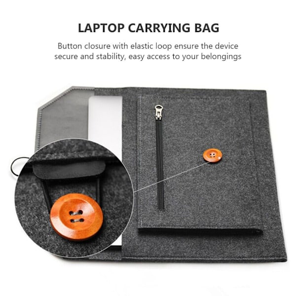 Laptop taske Case MØRK GRÅ 36.5X24.5CM - på lager MørkegråLYB Dark grey 36.5X24.5cm