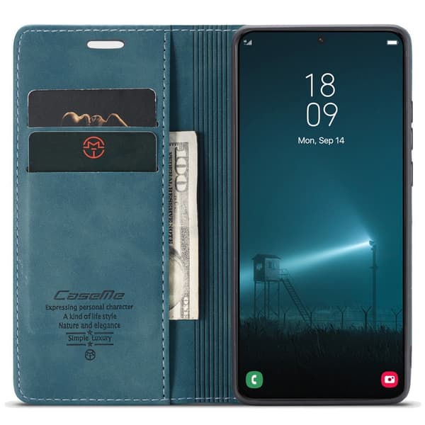 Kompatibelt CaseMe Slim Plånboksfodral Samsung Galaxy S22 Blå