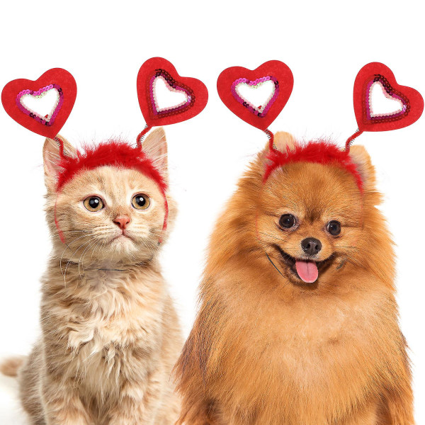 2 st Delicated Alla hjärtans dag Husdjur Hjärtformade hårband Bedårande PET Hårnål Party Hår för hund (röd) Red 25X23CM