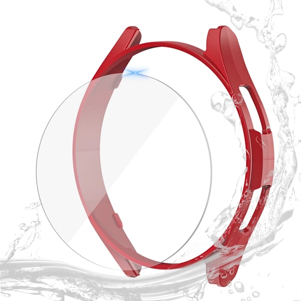 Glas+ case till Samsung Galaxy Watch 6/6 Classic Vattent?t PC Galaxy Watch 6/6 Classic 40/44/43/47 mm cover+ sk?rmskydd Red Y