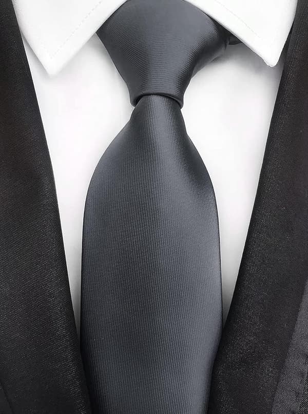 Slips for menn, ensfarget skjerf for menn, bryllup, business, formell slips Dark Grey