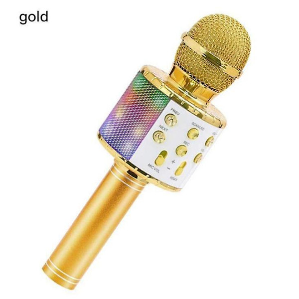 Trådlös Bluetooth-mikrofon med LED-lampor Julgåvor till barn gold