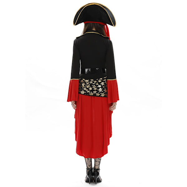 Piratdräkt i Mjölksiden Uniformtyg S-3XL för Halloween Cosplay Kvinnor röd No socks XXXL