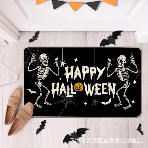 Dörrmatta med dödskalle, rolig Halloween-dörrmatta med dödskalle, vardagsrums- och köksgolvmatta, Halloween-inredning för inomhus- och utomhusbruk Halloween Skeleton-3 40*60cm