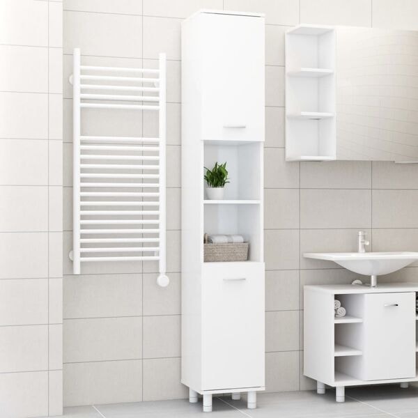 vidaXL Badrumsskåp Vit Högglans 30x30x179 cm Konstruerat Trä Vit White