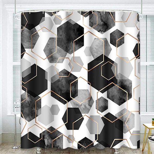 Dusjforheng for Bad, Abstrakt Stoff Dusjforheng Sett for Hjemmeinnredning 180cm*180cm