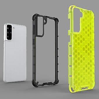 For Samsung Galaxy S21+ 5G Honeycomb PC+TPU-deksel Blue