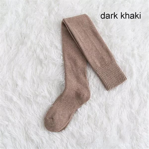 Dame Strømper Lange Strømper Tykke Lårhøje Knæstrømper dark khaki