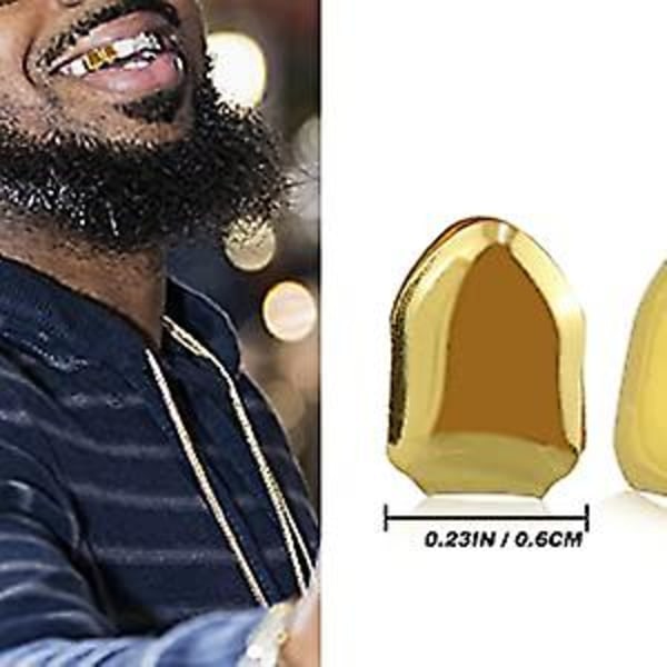 Guld munständer - Tänder Släta - Topptand Single Grill Cap - Festtillbehör Tandgrillar - Färg Guld
