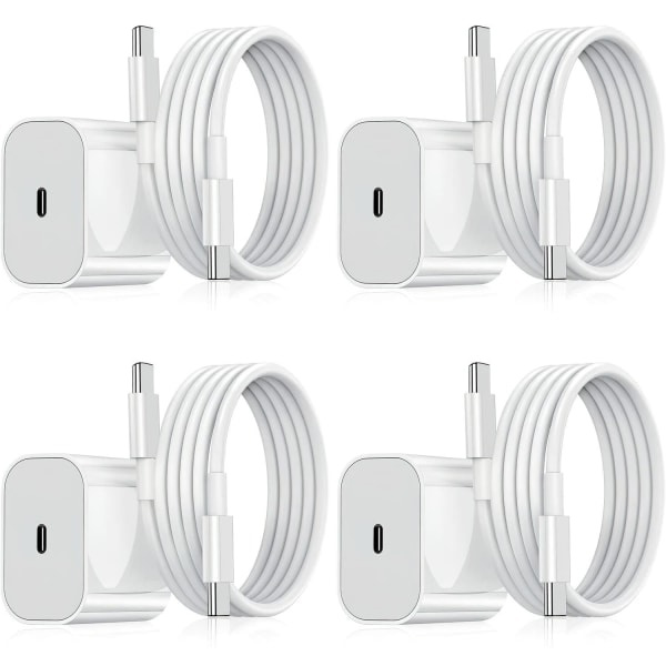 4-pak - Oplader til Samsung - Hurtigoplader - Adapter + Kabel 20W Hvid one size (NT) 4-pak 4-Pack Samsung