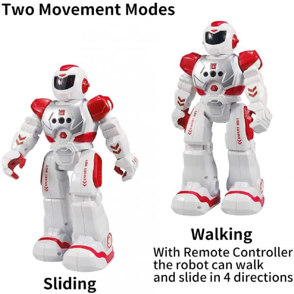Fjernbetjent robot til børn, intelligent programmerbar robot med infrarød kontrollegetøj, dans, sang, moonwalk og LED-øjne, gestusstyring Red