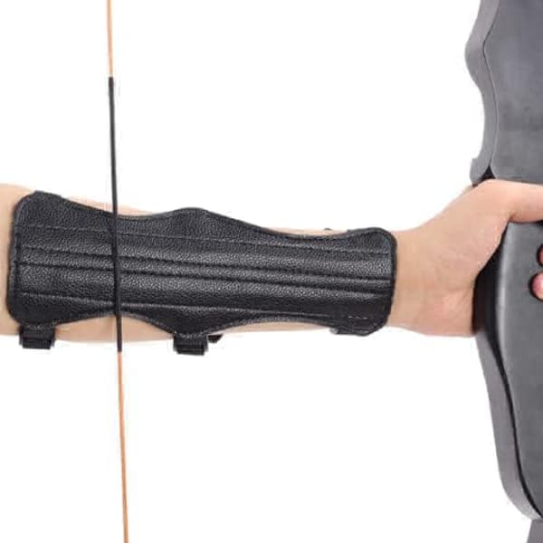 (Black) Archery Armguard, Adjustable Archery Armguard with Finger Guard-1 set