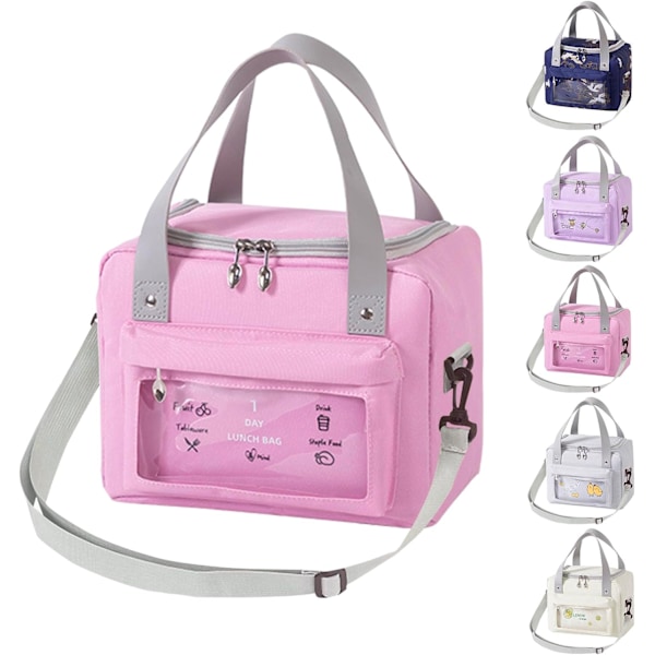 Isolerad Lunchväska 11L - Liten Lunchväska, Termos Lunchväskor för Vuxna, Kylväska, Bärbar Dam Picknickväska Pink