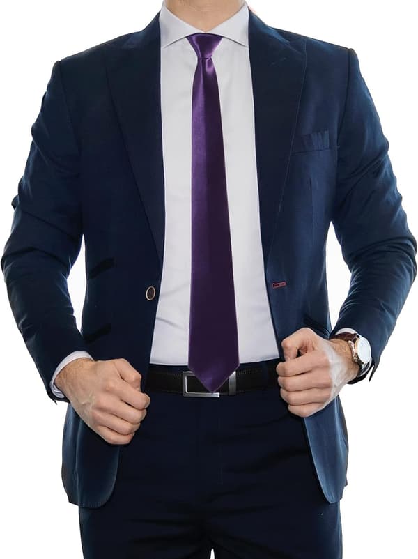 Slips för män, enfärgad halsduk för män, bröllop, affärer, formella slipsar Purple