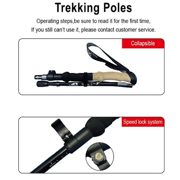 Ultralight Hiking Pole 5 Sections 1 Pair Röd Rød
