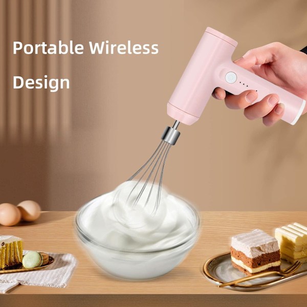 Elektrisk handmixer i rostfritt stål, USB-uppladdningsbar elektrisk H