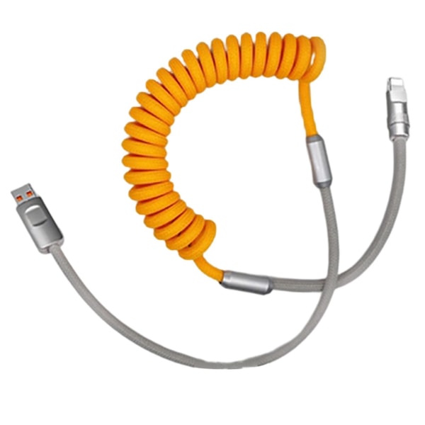 Coiled Lightnings Laddningskabel Lätt indragbar sladd för pekdator USB Type C 1.5M Yellow Gray