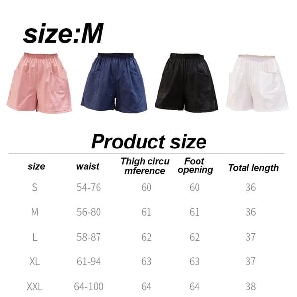 4 stk. afslappede shorts til kvinder, elastiske strandshorts til sommer. M