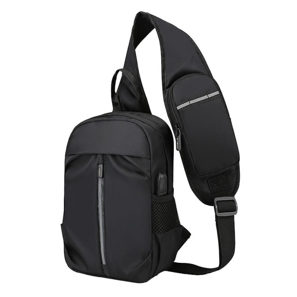 Herr Liten Sling Bag Crossbody Ryggsäck Travel Daypacks Bröstpaket Lätt utomhus axelväska black