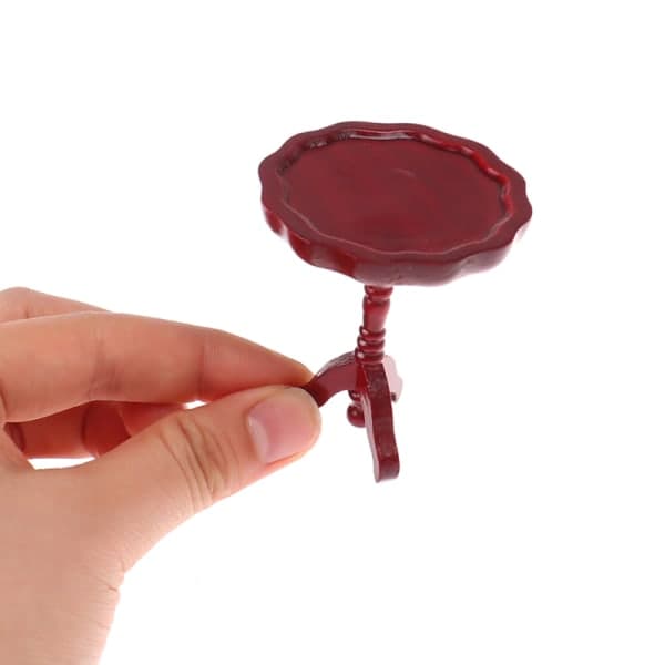 1:12 Dockhus Miniatyr Runt Bord Modell Möbelleksaker Brun