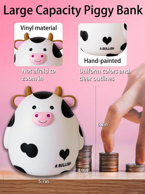 Ku sparegris, pengebinge for gutter, søt myntbank store sparegriser, sparegriser i plast dyr bursdag for gutter jenter