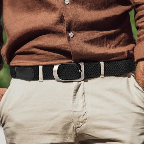 Elastiska bälten för män, stretchiga elastiska bälten för män, flätade vävda bälten för män jeans shorts byxor, vardagsbälten