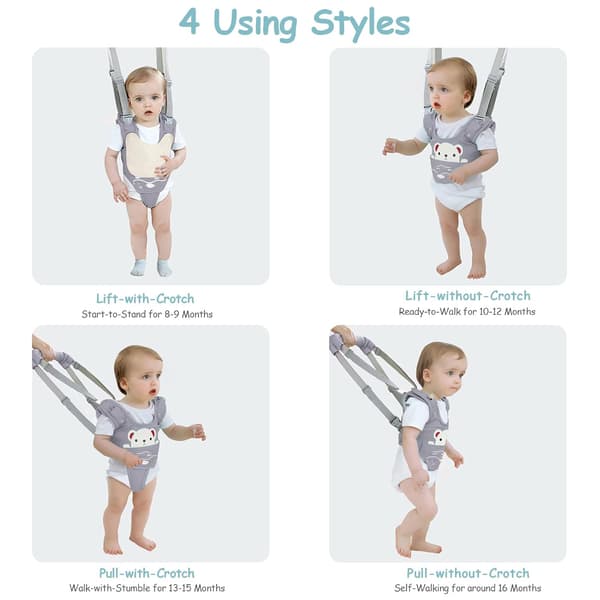 (Grå) Baby Walker Bære Håndholdt Assistentbelte Justerbart Småbarn Baby Walker Sikkerhetsbelte Stativ Wal