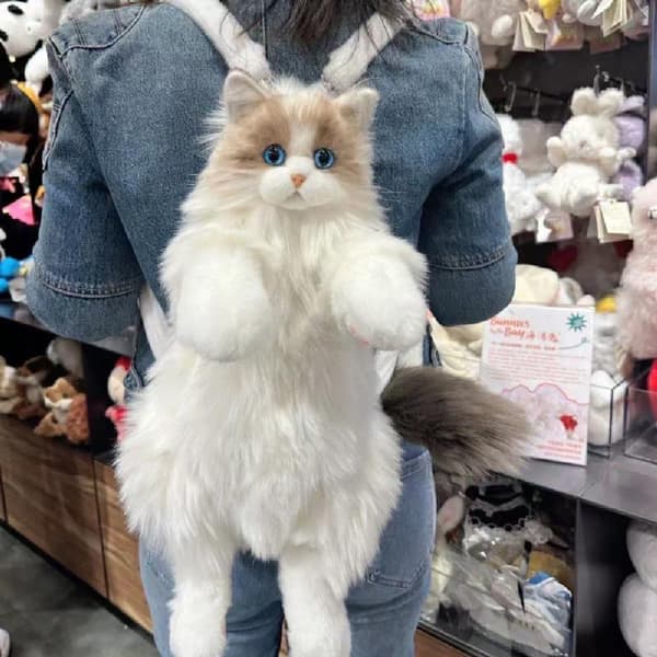 e Simulerad Katt Designer Ryggsäck Kvinnor Kawaii Mjuk Plysch Trend A2
