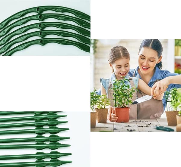 10-pack växtstöd, växtbur i plast, halvrund växtbur, stödring för blommor, växter, grönsaker, 16,5 x 26,2 cm